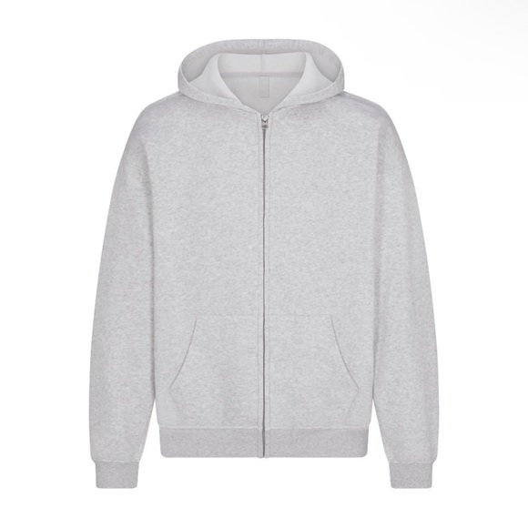 SKIMS FLEECE LOUNGE MENS RELAXED ZIP UP HOODIE NWT LIGHT HEATHER GREY SIZE S - Picture 1 of 3